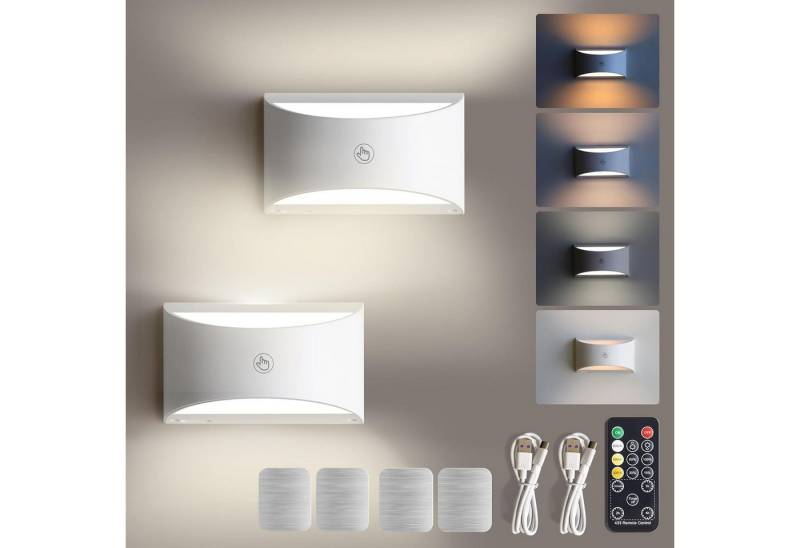 Xruiy LED Wandleuchte für Innen, LED Wandleuchte kabellos magnetisch, 3 Farben dimmbar, Akku-Lampe mit Fernbedienung, Up & Down Licht für Schlafzimmer & Flur von Xruiy