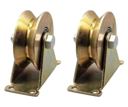 Xshelley 2pcs (77mm) V Groove Wheel Sliding Gate Caster, Rigid Caster Wheels with Bracket Inverted V-Track, Load Capacity 500kg, for Sliding door, Lifting, Industrial Machines von Xshelley