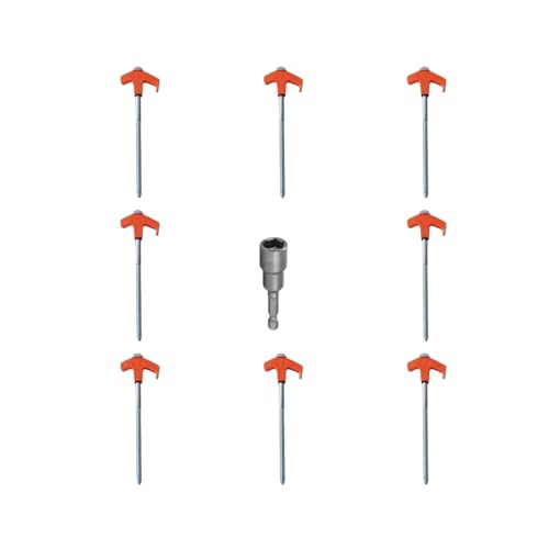 Xshelley 8 Pcs (20.5 cm) Schraube in Zeltpfählen Heavy Duty Erdanker Schraube in Zeltpfählen Erdpfähle Zelt Spikes Metallzelt Spikes,mit Sechskantkopf-Schraubendreher von Xshelley