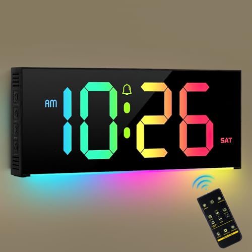 Wanduhr Digitale Groß mit Fernbedienung, 12" LED-Digitalwecker Digital Uhr, Digitale Wanduhr mit Einstellbarer Helligkeit,Nachtlichter,12/24Stunden, automatische Sommerzeit für Wohnzimmer Schlafzimmer von XstarG