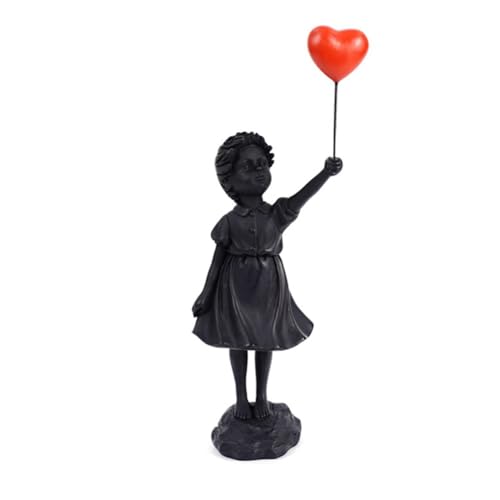 Xtahdge 1 STK. Kleines Mädchen mit Ballon Figur Statue Skulptur Aus Harz Zur Dekoration auf Dem Tisch zu Hause in Schwarz von Xtahdge
