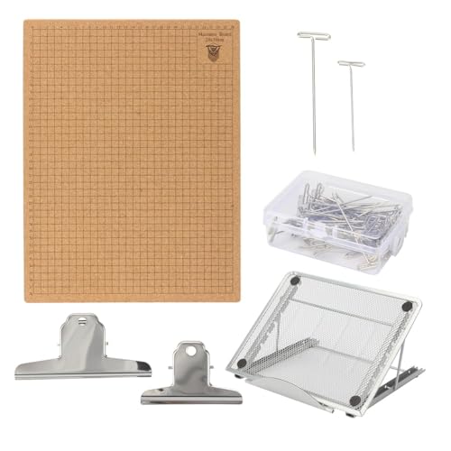 Xtahdge 12 X 16 Großes Makramee-Brett-Set, Makramee-Brett und Verstellbarer Metallhalter mit T-Nadeln und Klammern, Zubehör zum Flechten und Basteln von Xtahdge