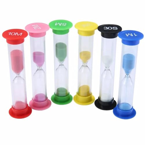 Xtahdge 6-Teiliges Sanduhr-Set Aus Kunststoff, Sanduhr, Kleine Sanduhr, 30 ./1 Min./2 Min./3 Min./5 Min./10 Min., Sanduhr-, Langlebig von Xtahdge