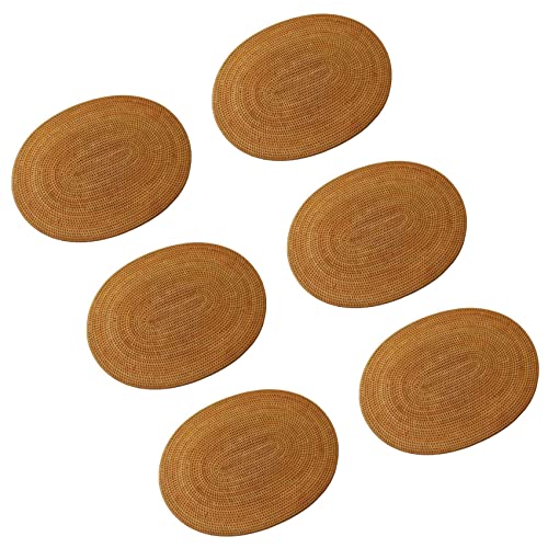 Xtahdge 6X Rattan Gewebte Tischsets Ovale Runde Tischsets rutschfeste Hitzebeständiges Tischset Natürliches 30X40cm von Xtahdge