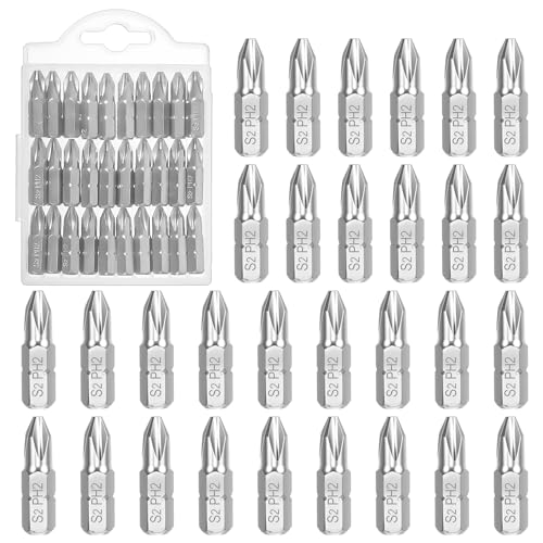 30 Stück PH2 Bit Phillips Bits 25mm Länge Schraubendreherbits S2-Legierungsstahl Kreuzschlitzkopfbohrer 1/4 Zoll Sechskantschaft Elektrischer Schraubendreherbit mit Aufbewahrungskoffer 30 Stück PH2 Bit Phillips Bits 25mm Länge Schraubendreherbits S2-Legierungsstahl Kreuzschlitzkopfbohrer 1/4 Zoll Sechskantschaft Elektrischer Schraubendreherbit mit Aufbewahrungskoffer von Xthrotsenk