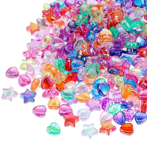500 Stück Hearts for Bracelet Acryl Stern Perlen Sternform Farben Perlen und Herzperlen Charms, Bastelperlen Zum Auffädeln Für DIY Handwerk Armbänder Selber Machen Schmuckherstellung Halsketten von Xthrotsenk