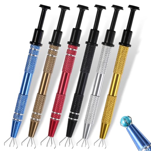 6 Stück Piercing Kugel Aufdreher Diamant Halter Pick Up Tool Piercing Kugelgreifer Werkzeug Edelsteine ​​​​Catcher Schmuck Pinzette mit 4 Klauen für Kugeln Schmuck Diamanten von Xthrotsenk