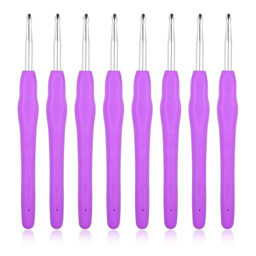 8 Stück Häkelnadel 5mm Ergonomische Häkelnadel mit Rutschfest Häkelnadeln Nadelset Aluminium Häkeln mit Gummi Softgriff für Hände Erfahrene Häkelliebhaber von Xthrotsenk