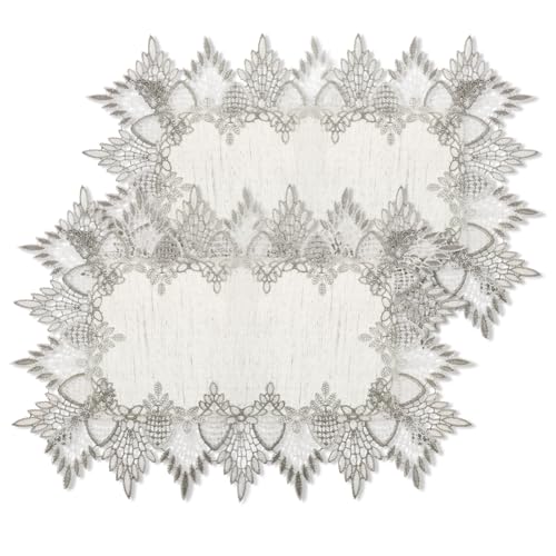 Leinen Tischsets 2 Stück Leinen Tischdecke Erdtöne Tischsets Retro Deckchen für Esstisch Couchtisch Bauernhaus 48cm * 31cm (Rechteckig) von Xthrotsenk