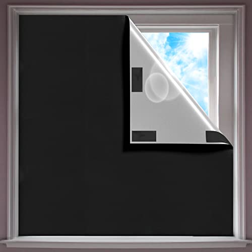 XtraCare Tragbares Fenster Verdunklungsrollo ohne Bohren, 200x145cm 100% Lichtundurchlässig Abdunkeln Verdunklungsstoff, Sonnenschutz Dachfenster Rollo Verdunkelung, Schwarz von XtraCare
