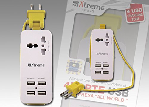 Xtreme 45573 Netzteil Multi Stecker-Schreibtisch/Travel, 4 Ports USB 5 Volt und Plug Universal 110/220 5,1 A 25 Watt von Xtreme videogames