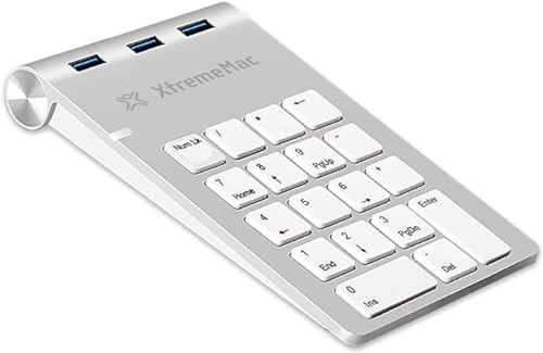 XtremeMac Ziffernblock Ultra Slim Numerische Tastatur Keypad Numpad über Kabel zu verbinden (3x USB A 3.0) von XtremeMac