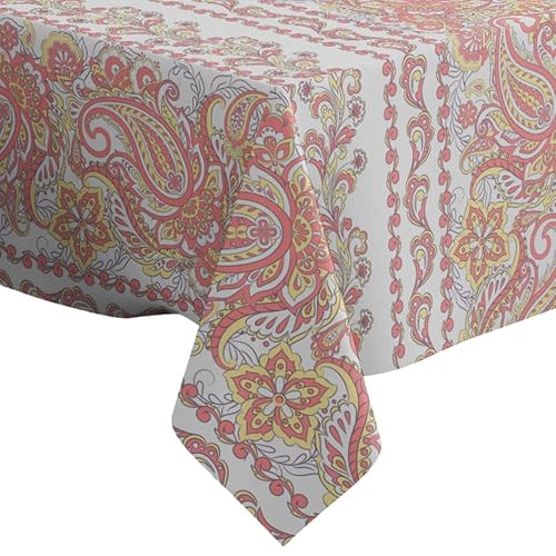 Paisley Floral Oriental Ethno Muster Muster - Rechteckige Leinen-Tischdecke (140 x 200 cm) Abwaschbar Dekorative Tischdecke von Xtremepads