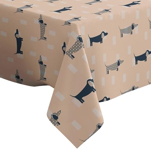 Xtremepads Dackel Hund skandinavisches Muster - Quadratische Leinen-Tischdecke (130 x 130 cm) waschbare dekorative Tischdecke von Xtremepads