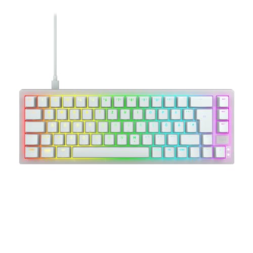 CHERRY XTRFY K5V2 Compact, mechanische Gaming-Tastatur im 65-Prozent-Format, Deutsches Layout (QWERTZ), Hot-Swap-Keyboard, MX2A RED Switches, Weiß-Transparent von CHERRY XTRFY