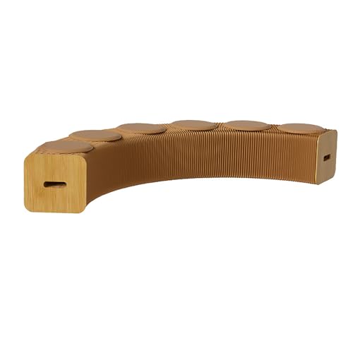 Xtroml Falthocker aus Kraftpapier, Wabenstruktur Akkordeon-Klappbank für Kleine Räume, Tragbarer Fußhocker und Beistelltisch im Wohnzimmer und Büro,Brown-30×30×300cm von Xtroml
