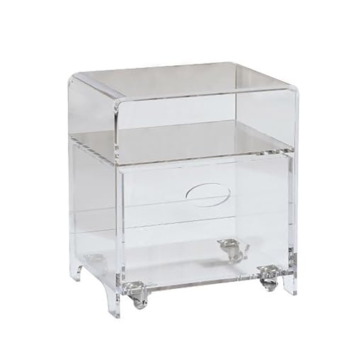 Xtroml Multifunktionaler 2-in-1-Beistelltisch, Nachttisch, Acryl-Beistelltisch mit abnehmbarem Rollbehälter – Modularer Beistelltisch-Organizer für Wohnzimmer und Büro,Transparent von Xtroml