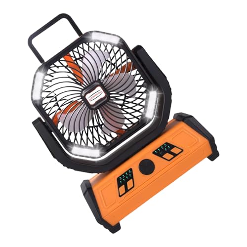 10000 mAh wiederaufladbare Outdoor-Ventilatorlampe mit leisem Motor und einstellbaren Luftströmen für Zelte und Stromausfälle, Wandern, Reiseventilator von XuQiZZpp