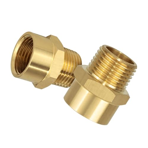 Auslaufsicherer Messinganschluss G1/2 Innengewinde auf 1,27 cm Außengewinde-Adapter, Rohrverschraubungen für Gartenbewässerungsschläuche auf NPT Messingbeschläge, 2 Stück Auslaufsicherer Messinganschluss G1/2 Innengewinde auf 1,27 cm Außengewinde-Adapter, Rohrverschraubungen für Gartenbewässerungsschläuche auf NPT Messingbeschläge, 2 Stück von XuQiZZpp