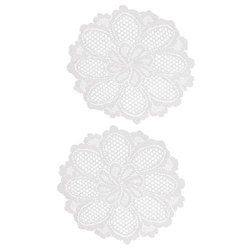 XuQiZZpp Artistics Spitzen-Tischwäsche mit runden Blumen-Designs, einfache Polyester-Esszimmer-Dekoration, 2 Stück von XuQiZZpp
