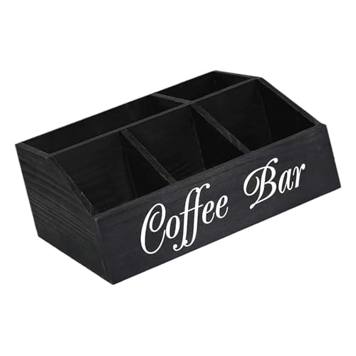 XuQiZZpp Platzsparende moderne Kaffeestation Zubehör Organizer Holz Aufbewahrungsbox mit mehreren Fächern für Tee Gewürze von XuQiZZpp