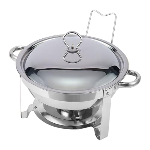 XuQiZZpp Rundes Buffet-Servierset mit Deckel, 4,5 l, großes Fassungsvermögen, Wärmespeicherung, Lebensmittelbehälter, Chafing Dish von XuQiZZpp