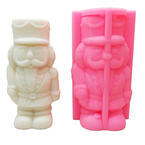 XuQiZZpp Silikonform für weihnachtliche Nussknacker, Soldat, kompakte Nussknacker, solider Silikonform für Duftkerzendekorationen von XuQiZZpp