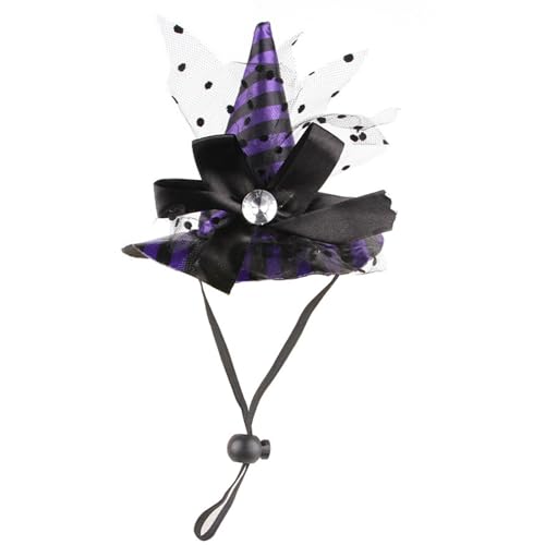 XuQiZZpp Trend Cats Hexenhut mit Stretch-Kinnseil, modisch, coole Hunde, Hexe, Halloween, Karneval, Cosplay, Haustier für kleine Hunde, Outdoor von XuQiZZpp
