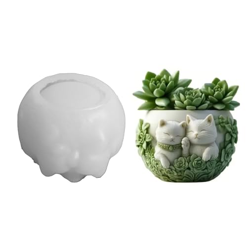 XuQiZZpp Wiederverwendbare Katzen-Charm-Pflanzgefäß-Form, sichere Vase, Silikonform für Schmuck, Seife, Kerzen, Behälter, Herstellung zu Hause von XuQiZZpp