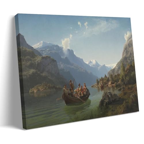 Adolph Tidemand Wandkunstdrucke, Gemälde, Poster, Brautprozession auf dem Hardangerfjord (1848), Leinwand, Wandkunstdrucke, Foto, Bild, Gemälde, Raumdekoration, Heimdekoration, dekorativer Rahmen, 40 von XuXueCC