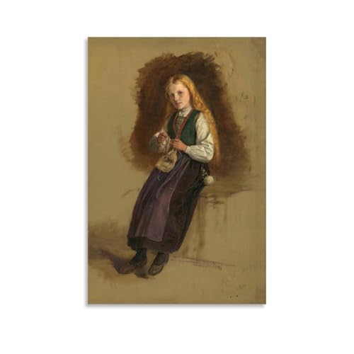 Adolph Tidemand Wandkunstdrucke, Gemälde, Poster, Porträt von Syneve Larsdatter aus Vikør (1873), coole Kunstwerke, Gemälde, Wandkunst, Leinwanddrucke, hängendes Bild, Heimdekoration, Geschenkidee von XuXueCC