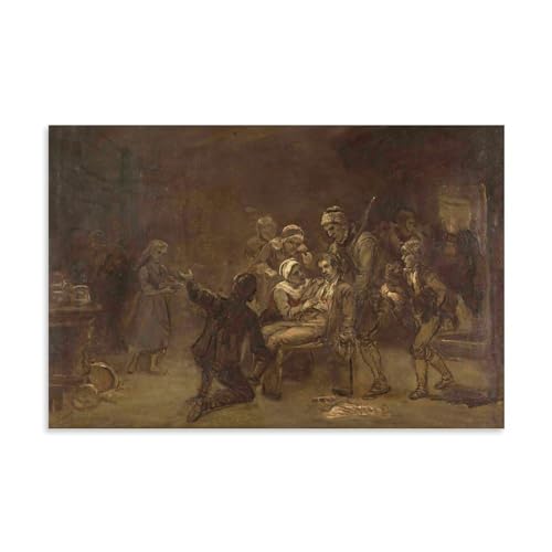 Adolph Tidemand Wandkunstdrucke, Gemälde, Poster, Skizze für die Rückkehr des Bärenjägers (1857–1861), Leinwandkunst und Wandkunst, Bilddruck, moderne Familienschlafzimmer-Dekoration, ungerahmt, 60 x von XuXueCC