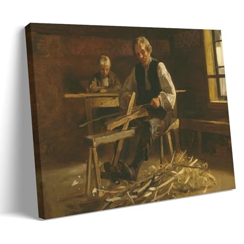 Adolph Tidemand Wandkunstdrucke, Gemälde, Poster für den Innenbereich von Vikøy mit Bauern, Fassreifen (1873), Wandkunst, Bild, Gemälde, Leinwanddrucke, Kunstwerke, Schlafzimmer, Wohnzimmer von XuXueCC