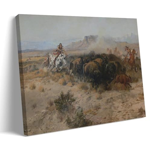 Charles Marion Russell Wandkunstdrucke, Gemälde, Poster, Büffeljagd 1899, Kunstwerke auf Leinwand, ästhetische Wandkunstdrucke, Zuhause, moderner Dekorrahmen, 20 x 30 cm von XuXueCC