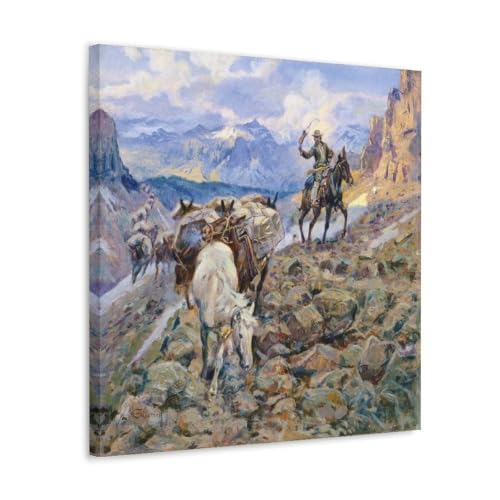 Charles Marion Russell Wandkunstdrucke, Gemälde, Poster, wenn Maultiere Diamanten tragen, die Russells in Denver, Kunstwerke auf Leinwand, ästhetische Wandkunstdrucke, Zuhause, moderne Dekoration von XuXueCC