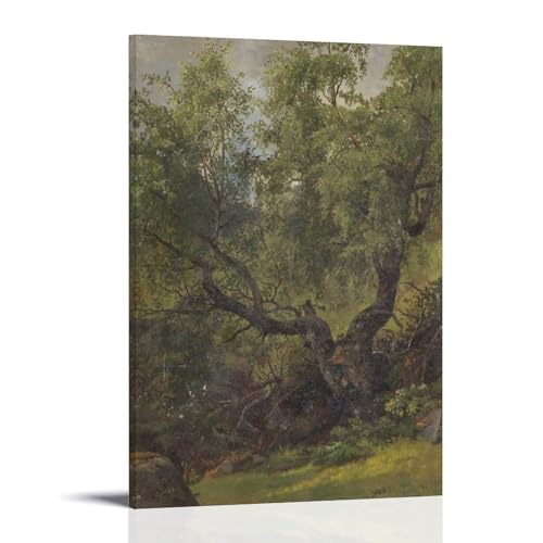 XuXueCC Adolph Tidemand Wandkunstdrucke, Gemälde, Poster, Waldstudie von Numedal (1848), Leinwandgemälde, Wandkunst, dekorativer Bilddruck, moderner Dekorrahmen, 50 x 75 cm von XuXueCC