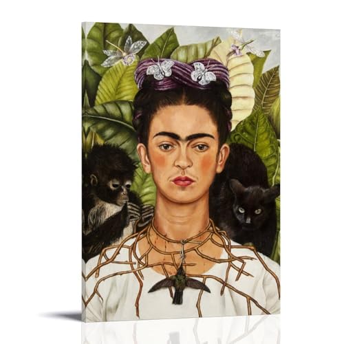 XuXueCC Frida Kahlo Wandkunstdrucke, Gemälde, Poster, Selbstporträt mit Dornenkette, Wandkunst, ästhetisches Leinwandgemälde, Bild, Wohnzimmer-Dekor, Wohnrahmen, 50 x 75 cm XuXueCC Frida Kahlo Wandkunstdrucke, Gemälde, Poster, Selbstporträt mit Dornenkette, Wandkunst, ästhetisches Leinwandgemälde, Bild, Wohnzimmer-Dekor, Wohnrahmen, 50 x 75 cm von XuXueCC