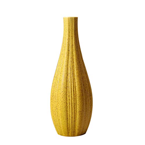 XuanMax Keramik Vasen Blumenvase Keramikvasen Handgefertigte Modern Dekorative Vase Ornaments Dekorationen für Wohnzimmer Tisch Büro - 7.5 * 21 cm - Gelb von XuanMax