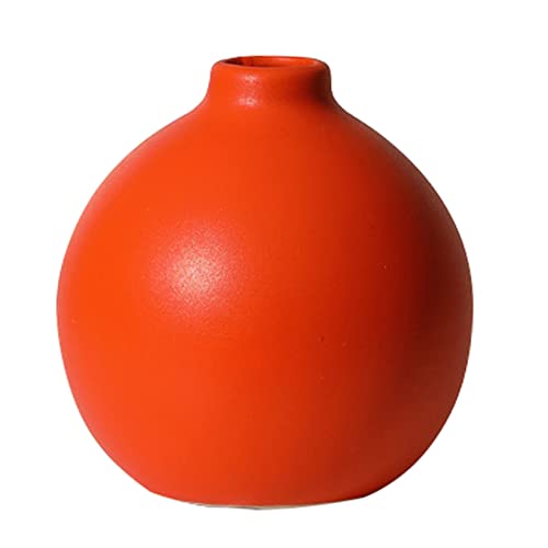 XuanMax Modern Keramik Vasen Orange Nordischer Minimalistischer Stil Dekorative Vase Polieren Handgefertigt Blumenvasen Matt Porzellanvasen für Wohnzimmer Büro Schlafzimmer Esstisch Tisch Deko - 1 von XuanMax