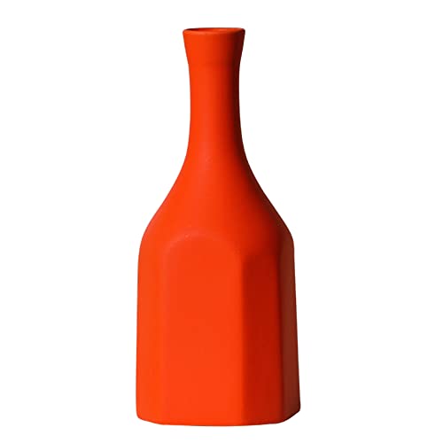 XuanMax Modern Keramik Vasen Orange Nordischer Minimalistischer Stil Dekorative Vase Polieren Handgefertigt Blumenvasen Matt Porzellanvasen für Wohnzimmer Büro Schlafzimmer Esstisch Tisch Deko - 3 von XuanMax