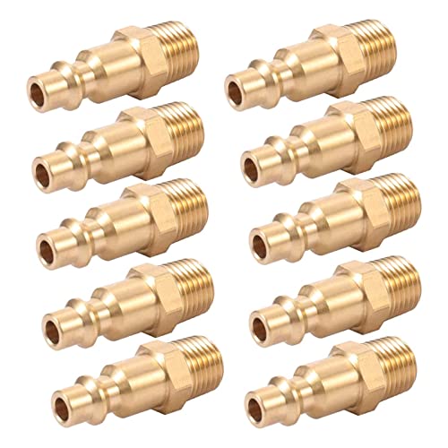 10 Stück Messing 1/4 Zoll NPT Außengewinde Luftschlauch-Schnellverbindungs-Adapter Kupplung und Stecker-Werkzeug, langlebige Luftkompressor-Anschluss-Kupplungen 10 Stück Messing 1/4 Zoll NPT Außengewinde Luftschlauch-Schnellverbindungs-Adapter Kupplung und Stecker-Werkzeug, langlebige Luftkompressor-Anschluss-Kupplungen von Xuancai