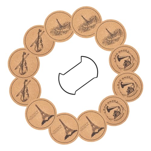 12 dicke Korkbrett-Untersetzer, rutschfeste Vorderseite, stabile Tassenmatten, funktionale Kork-Trinkunterlage für Kaffeetassen, hitzebeständig, Korkuntersetzer von Xuancai