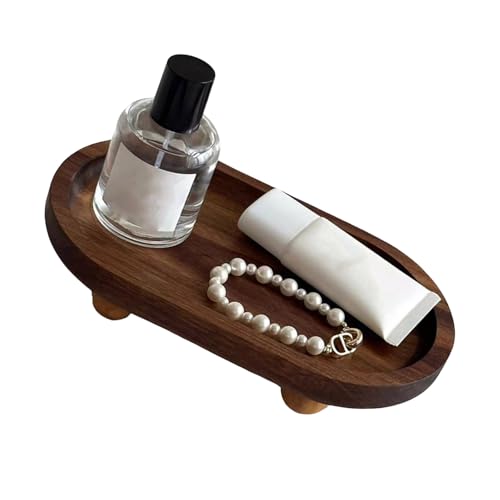 Holz-Kosmetiktablett mit strukturiertem Schmuck-Organizer, eleganter Holz-Organizer für Kommode und Nachttisch, Parfümschale Holz-Kosmetiktablett mit strukturiertem Schmuck-Organizer, eleganter Holz-Organizer für Kommode und Nachttisch, Parfümschale von Xuancai