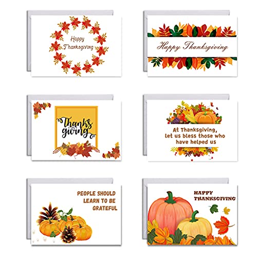 Set mit 6 Happy Thanksgiving Day Karten mit Umschlägen, Aufklebern, Kürbis, Ahornblatt, Grußkarte für Herbsternte, Feier, Dankeskarten, Dankeskarten, Postkarten, Kinder Set mit 6 Happy Thanksgiving Day Karten mit Umschlägen, Aufklebern, Kürbis, Ahornblatt, Grußkarte für Herbsternte, Feier, Dankeskarten, Dankeskarten, Postkarten, Kinder von Xuancai