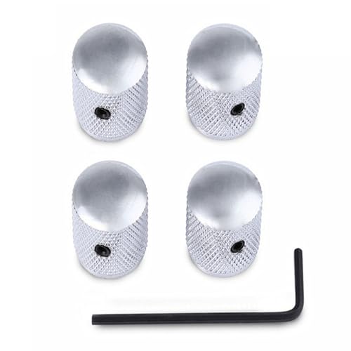 Xuancai 4 x Metall-Gitarren-Reglerknöpfe, rund, Metall-Lautstärkeregler für präzise Lautstärke und Klangstimmung auf E-Gitarren, rundes Knauf-Set von Xuancai