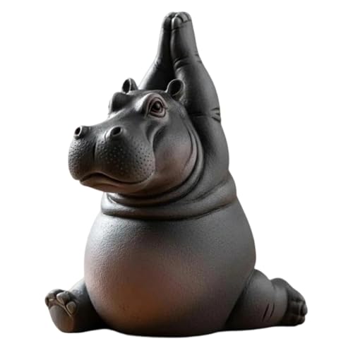 Xuancai Meditierende ungeschickte Nilpferd-Statue, künstlerische Kunststoff-Wohnkultur für Meditationen, Raum-Sammelfigur, Tierfigur, Geschenk, Meditationen, Nilpferd, Kunststofffigur von Xuancai