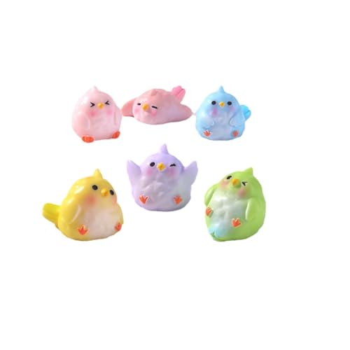 Xuancai Set mit 6 Cartoon-Papageien-Harzen, Miniatur-Gartenornamente, Heimbüro, Schreibtisch-Dekorationen, Geschenk für Kinder, Naturliebhaber, Papageien, Figuren, Schreibtisch-Dekoration von Xuancai