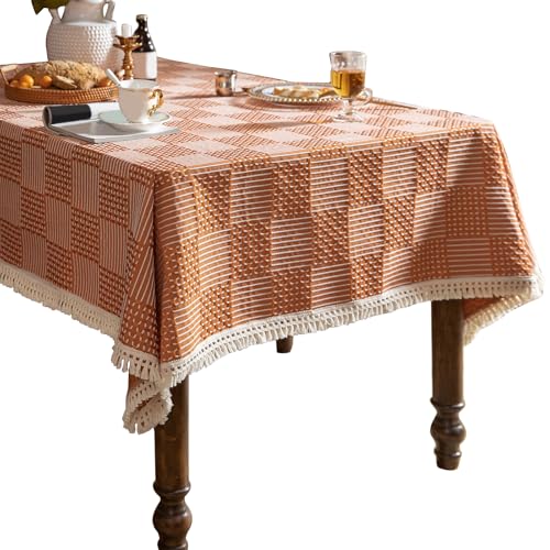 Xuancai Tischdecke mit geometrischem Design, langlebig, knitterfrei, Polyestergewebe für Couchtische, Esstische, Heimdekoration, Baumwoll-Leinen-Optik, Polyester-Tischdecke von Xuancai