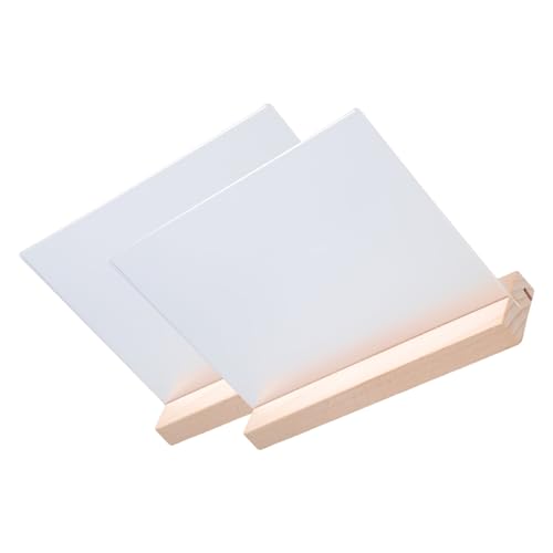 Xuancai Transparenter Acryl-Posterständer mit Holzsockel, vertikaler Schilderhalter, Theke, Acrylschild für Café, Bäckerei, Preis, 2 Stück von Xuancai