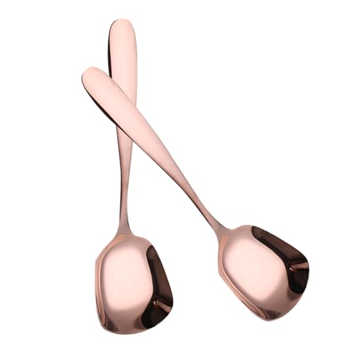 2 Stück ergonomisch hergestellte Edelstahl-Löffel mit quadratischem Kopf für bequemen Griff in verschiedenen Esszimmern von Xuanxi